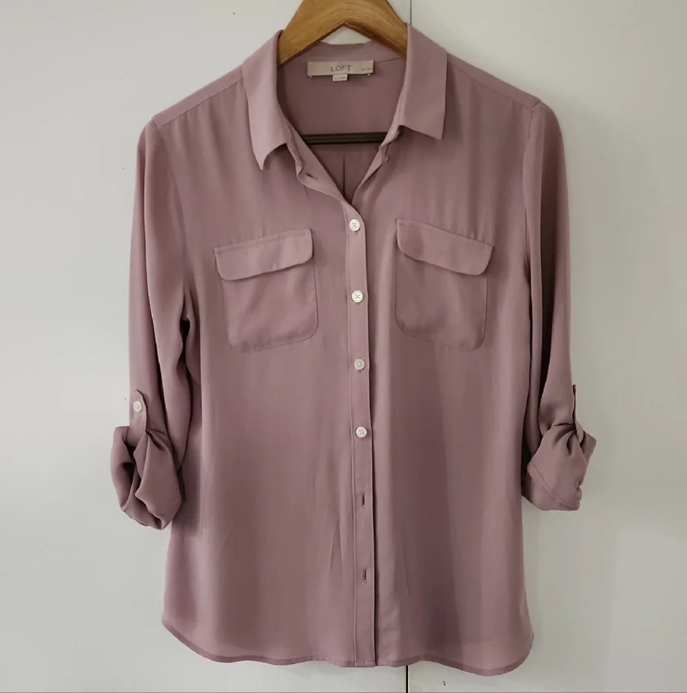 LOFT dusty pink blouse (MP) - Picture 3 of 6
